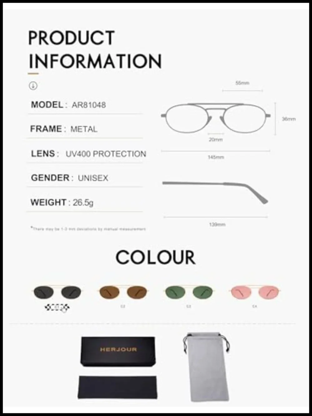 Oval Retro Sunglasses Double Bridge Narrow Vintage Small Polarized UV Protection